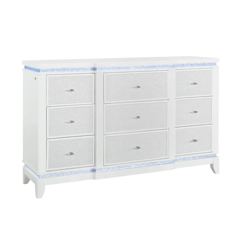 Adalid - 5 Pieces Bedroom Set With LED Lights And Glittered Detailing