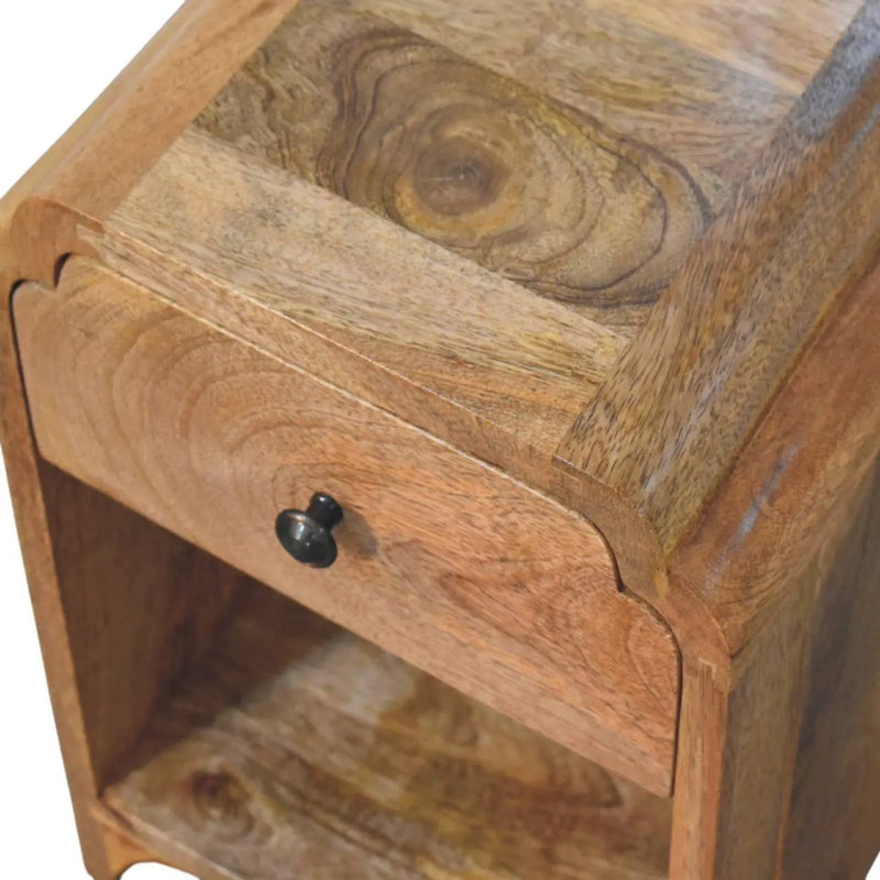 Newton Mini Oak-ish Nightstand with a Drawer and Open Shelf by HouseOfZazla