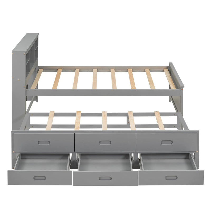 Platform Bed With Storage Headboard, USB, Trundle And 3 Drawers by Unique Piece Furniture