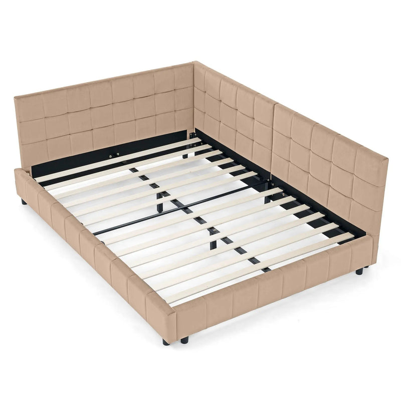 Mid-Century Storage Upholstered Tufted Bed Frame With Backrest And Armrests by Unique Piece Furniture
