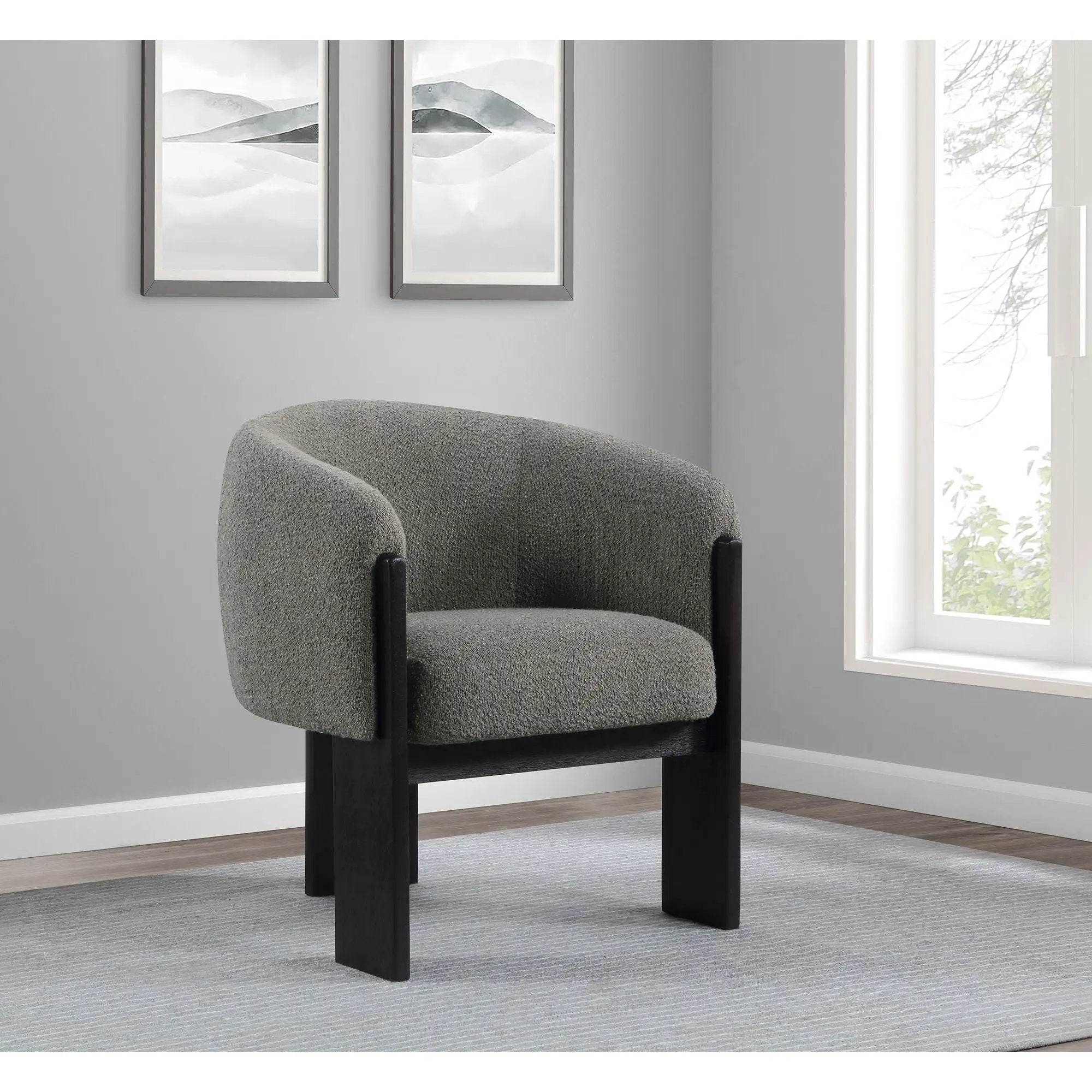 Maciel - Upholstered Barrel Back Accent Chair - Mushroom