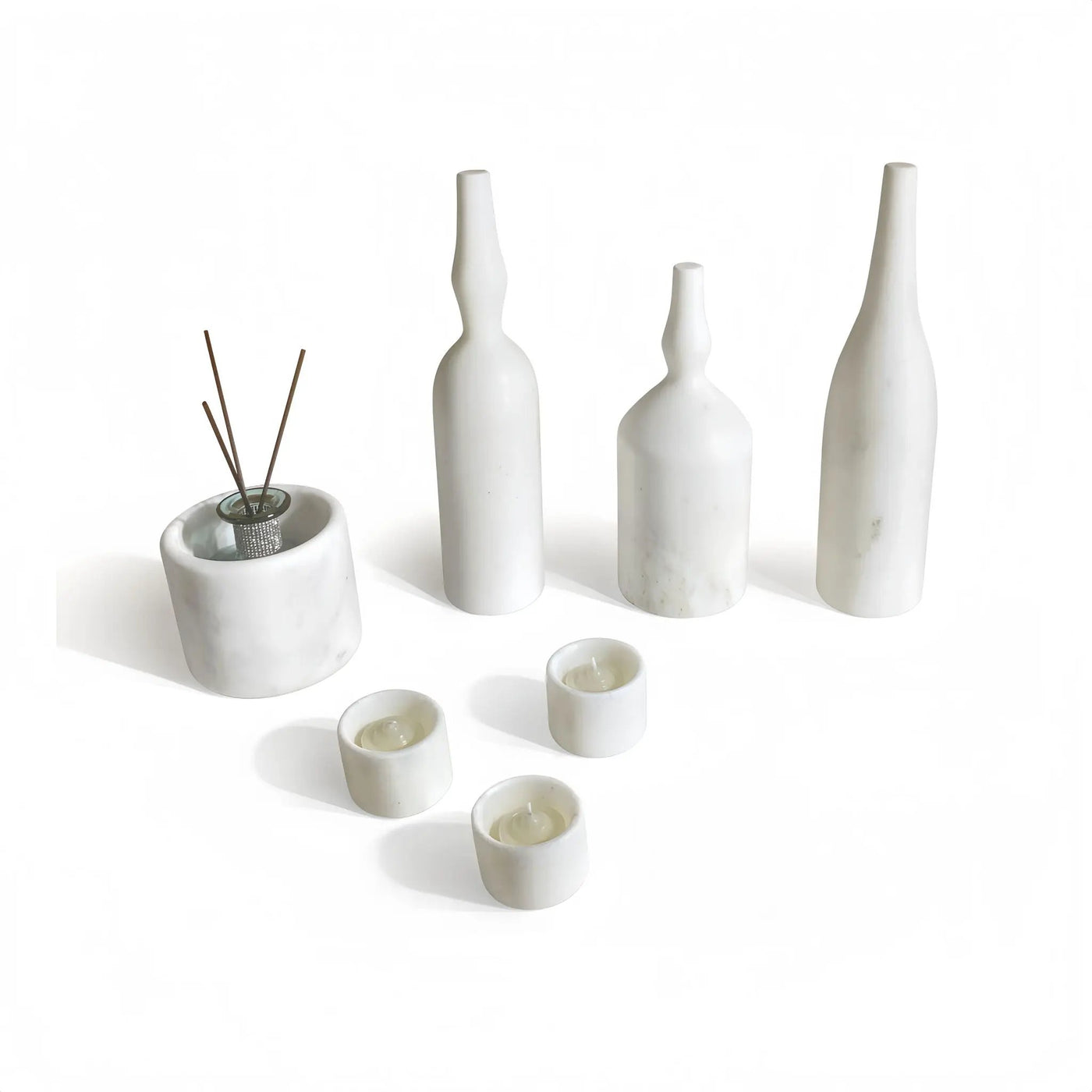 7 Pieces Luxury Natural Marble Living Room Accessories Set by Unique Piece Furniture
