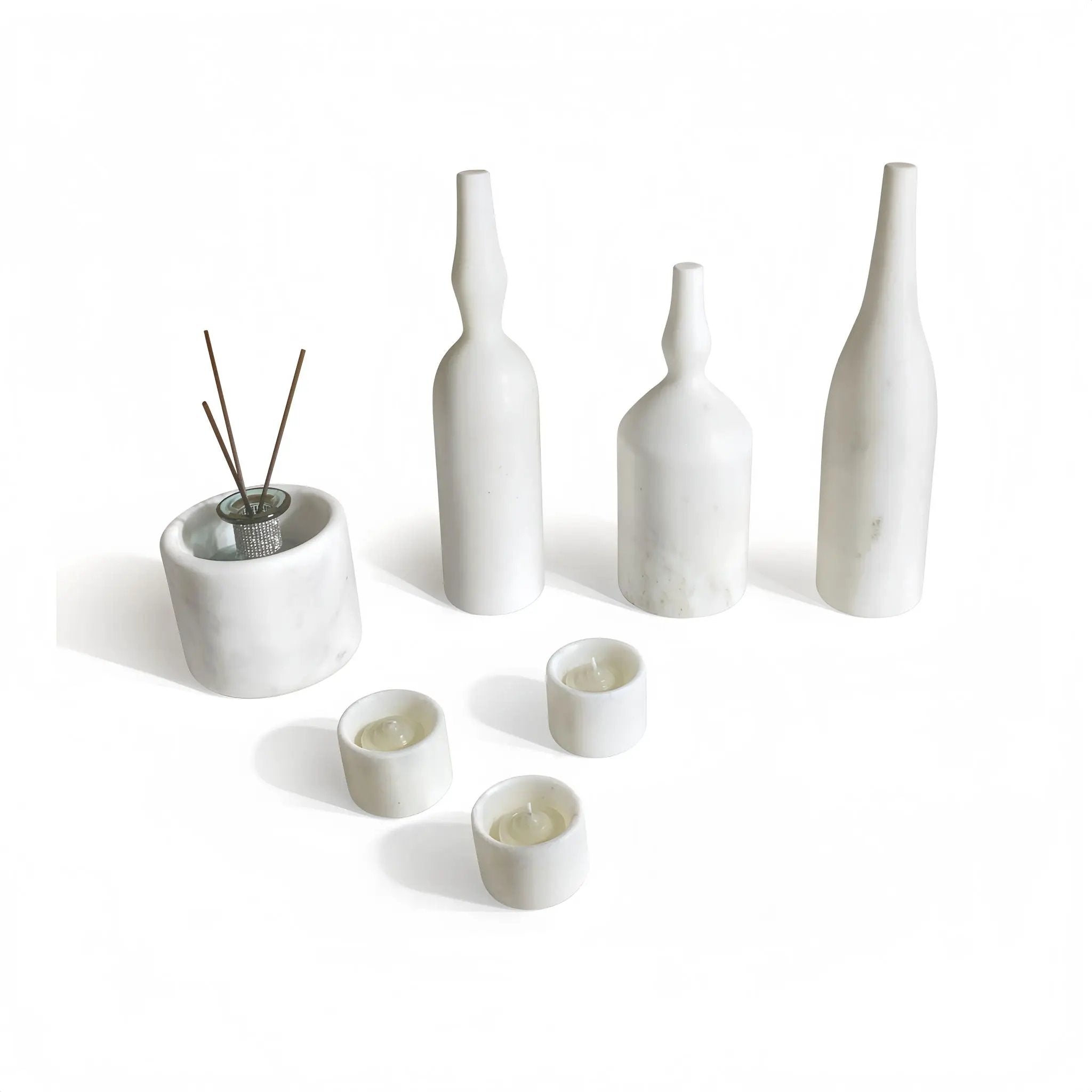 7 Pieces Luxury Natural Marble Living Room Accessories Set by Unique Piece Furniture