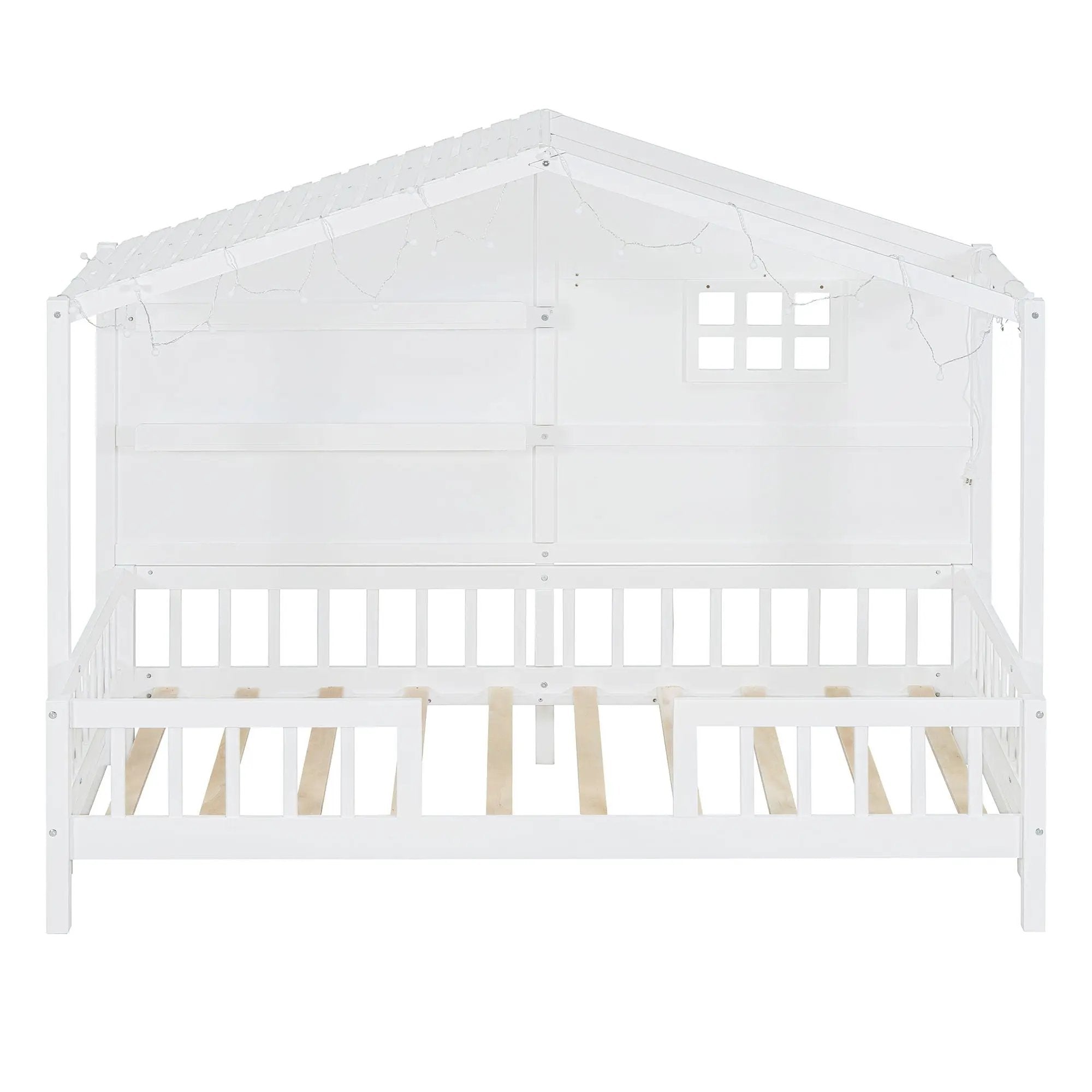 House Bed With Shelves, Window And Sparkling Light Strip On The Roof by HouseOfZazla