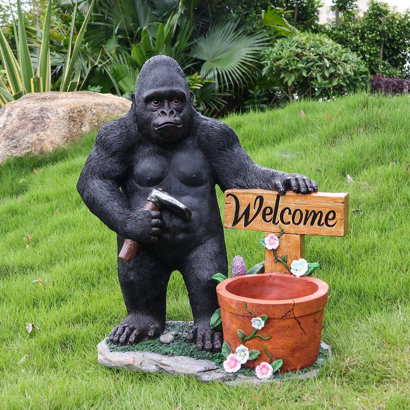 Outdoor Garden Sculpture Chimpanzee Flower Pot Planter by HouseOfZazla