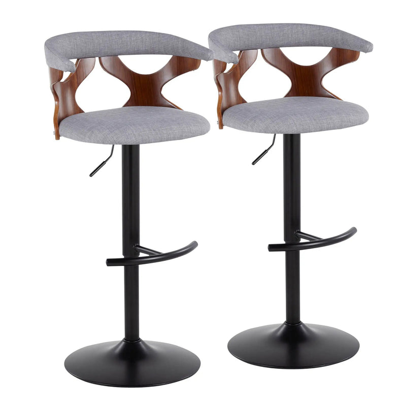 Gardenia - Contemporary Adjustable Barstool, Swivel With Rounded T Footrest (Set of 2) by HouseOfZazla