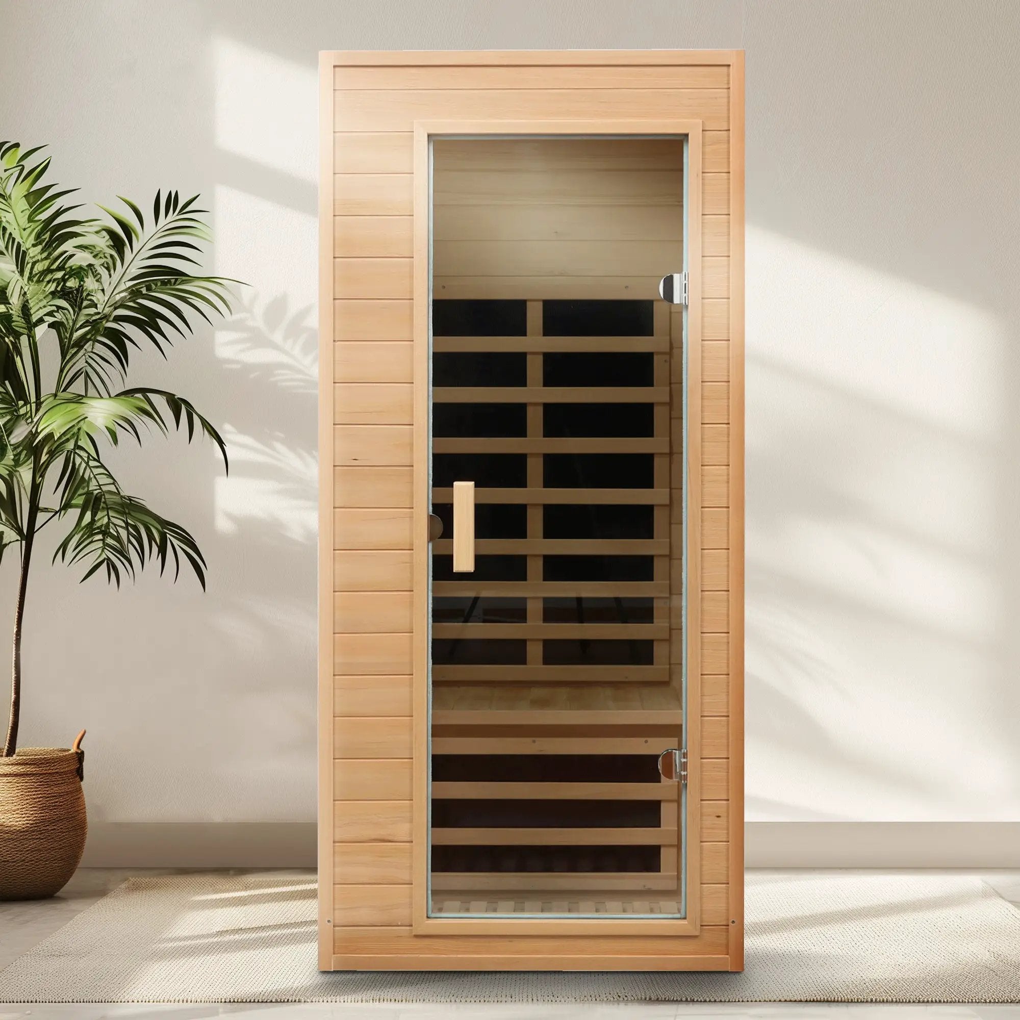 Hemlock One-person Far Infrared Roof Embedded Indoor Sauna Room Natural Hemlock 33.7x33.46x72.83 inches by HouseOfZazla