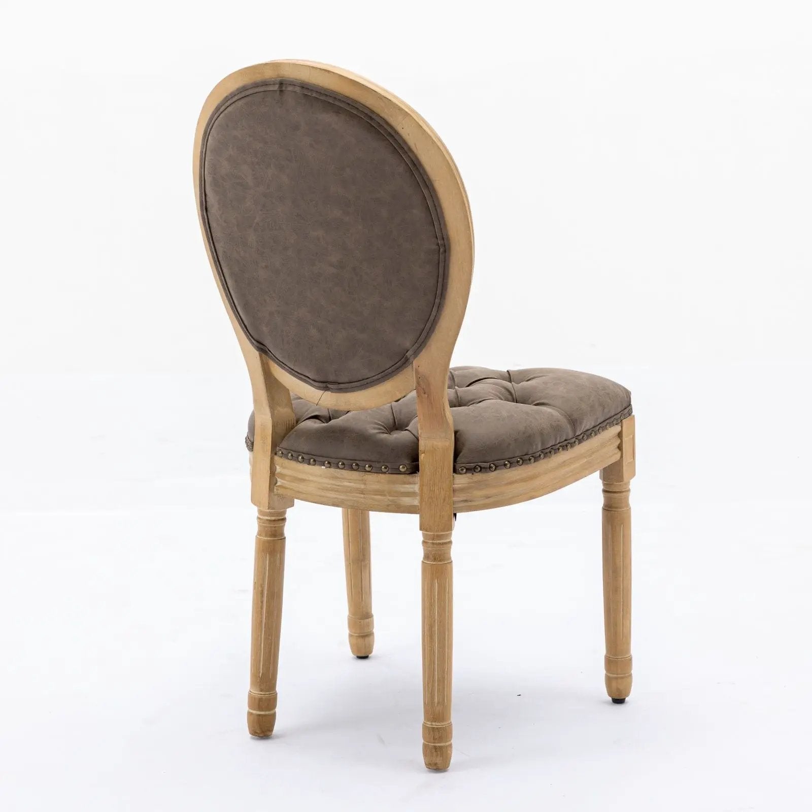 French Style Solid Wood Frame Antique Painting, Hand-Pulled Buckle Decoration Artificial Dining Chair With Nailhead Trim, Wood Legs by HouseOfZazla