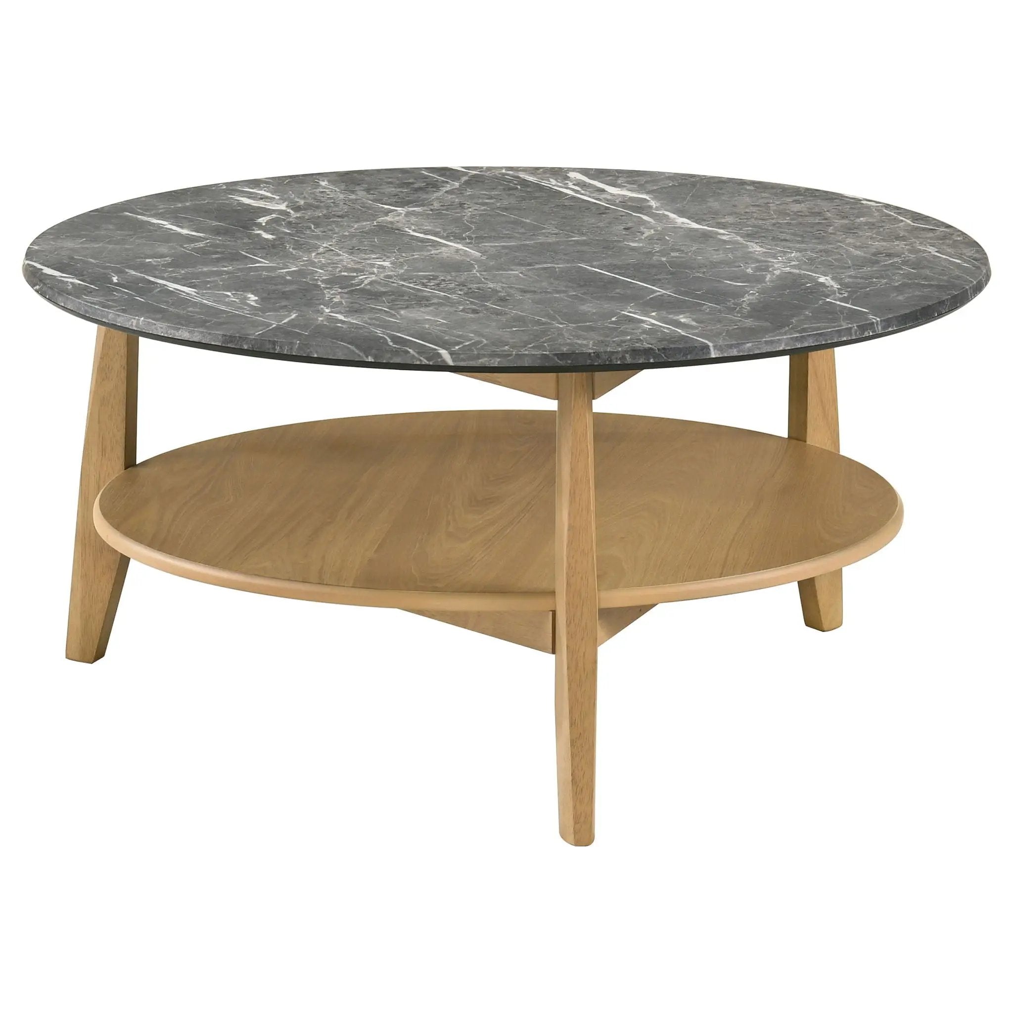 Bradley Round SmartTop Cocktail Coffee Table Grey and Natural by Unique Piece Furniture