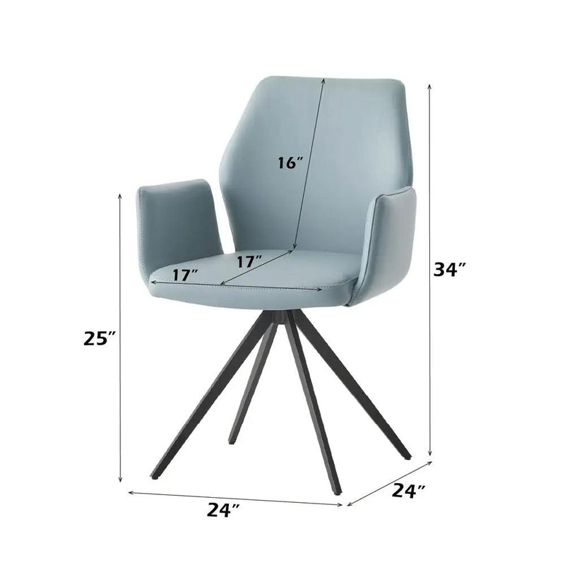 Segismunda - Arm Chair With Swivel - Light Blue Leather & Black by Unique Piece Furniture