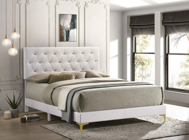 Kendall Upholstered California King Panel Bed White by Unique Piece Furniture
