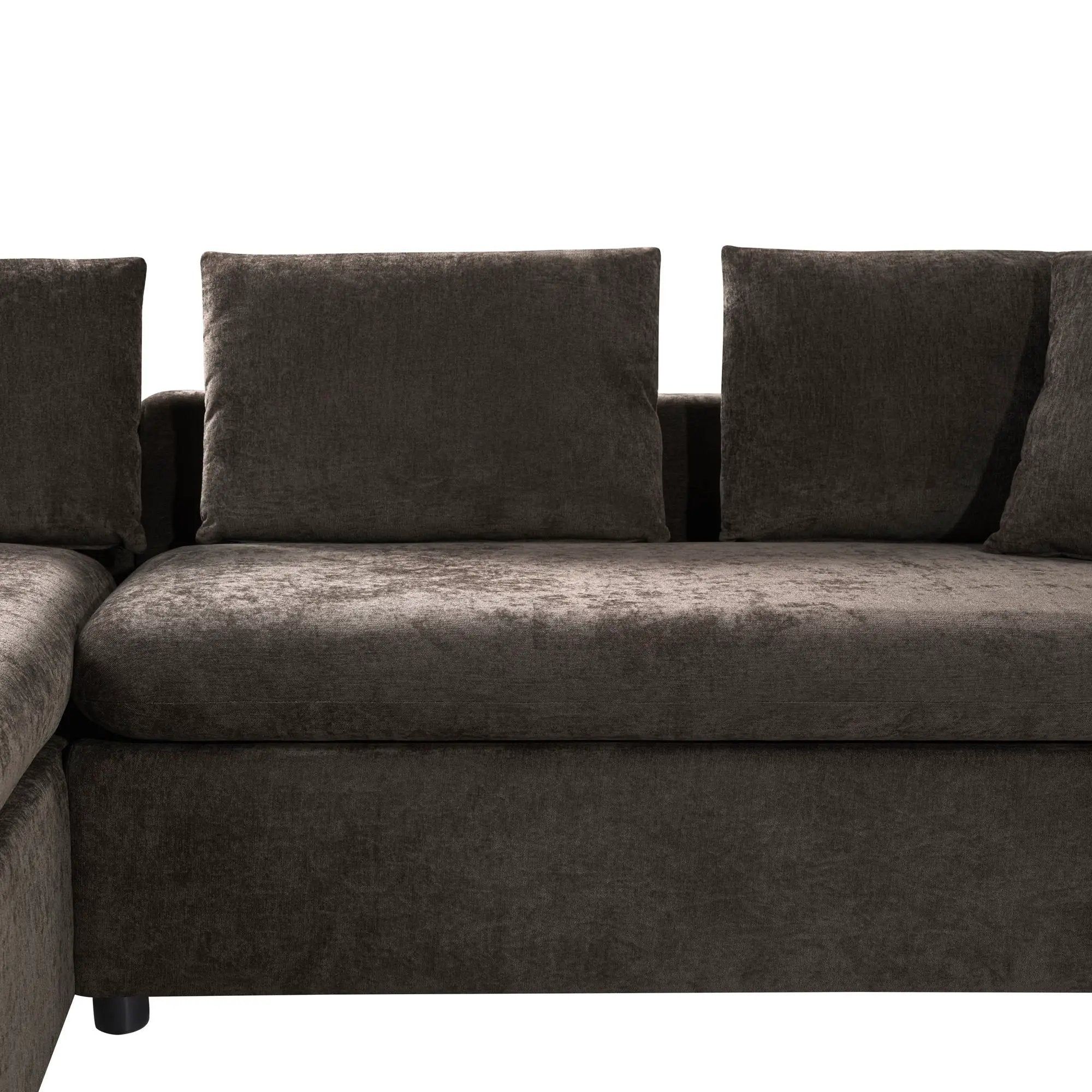 Modern L Shaped Sectional Sofa With Upholstery And Wooden Storage by HouseOfZazla