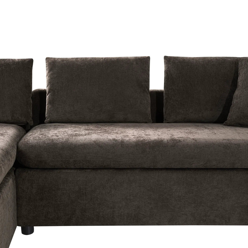 Modern L Shaped Sectional Sofa With Upholstery And Wooden Storage by HouseOfZazla