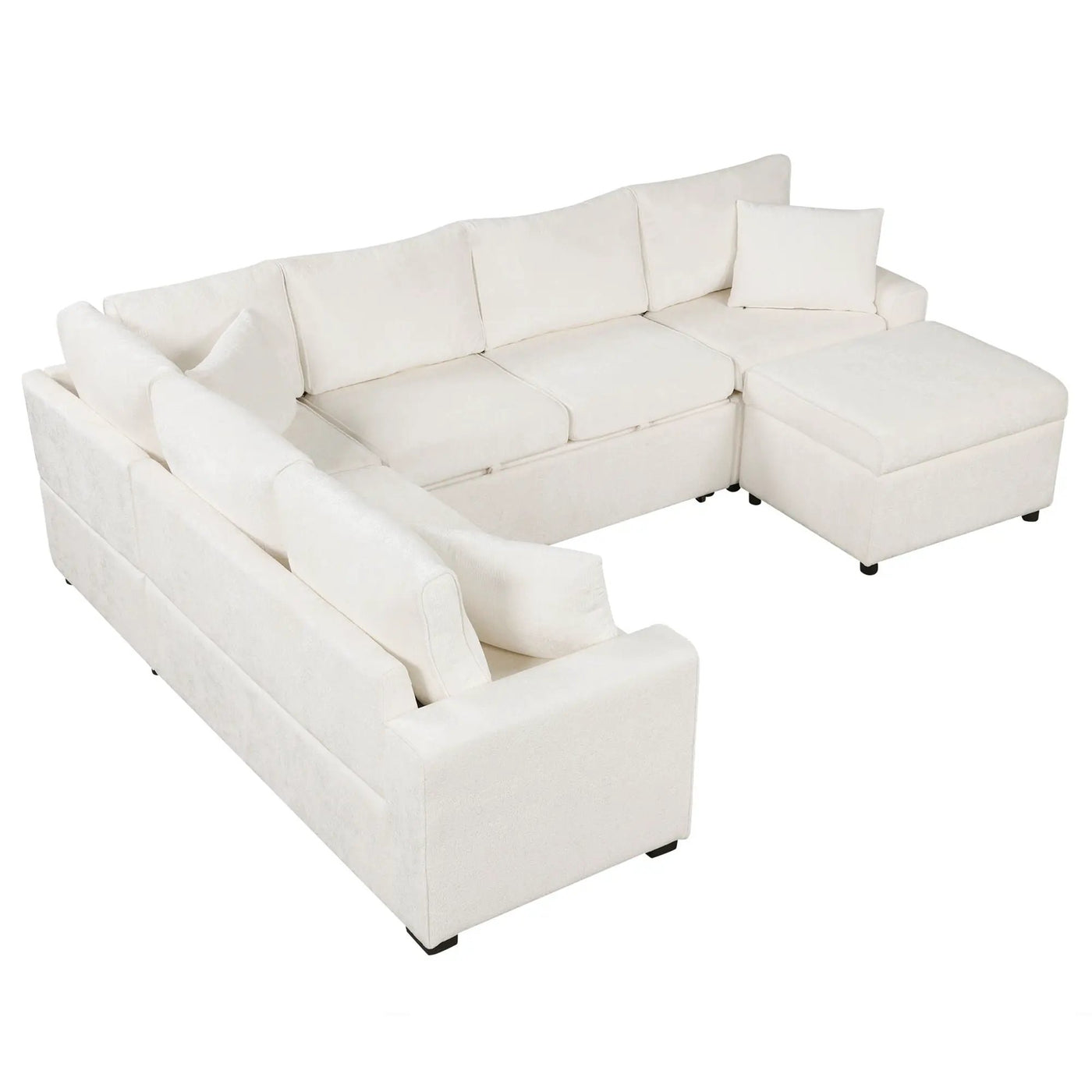Sectional Sofa Pull-Out Sofa Bed Sleeper With A Storage Ottoman, Three Pillows And Charging Devices For Living Room by HouseOfZazla