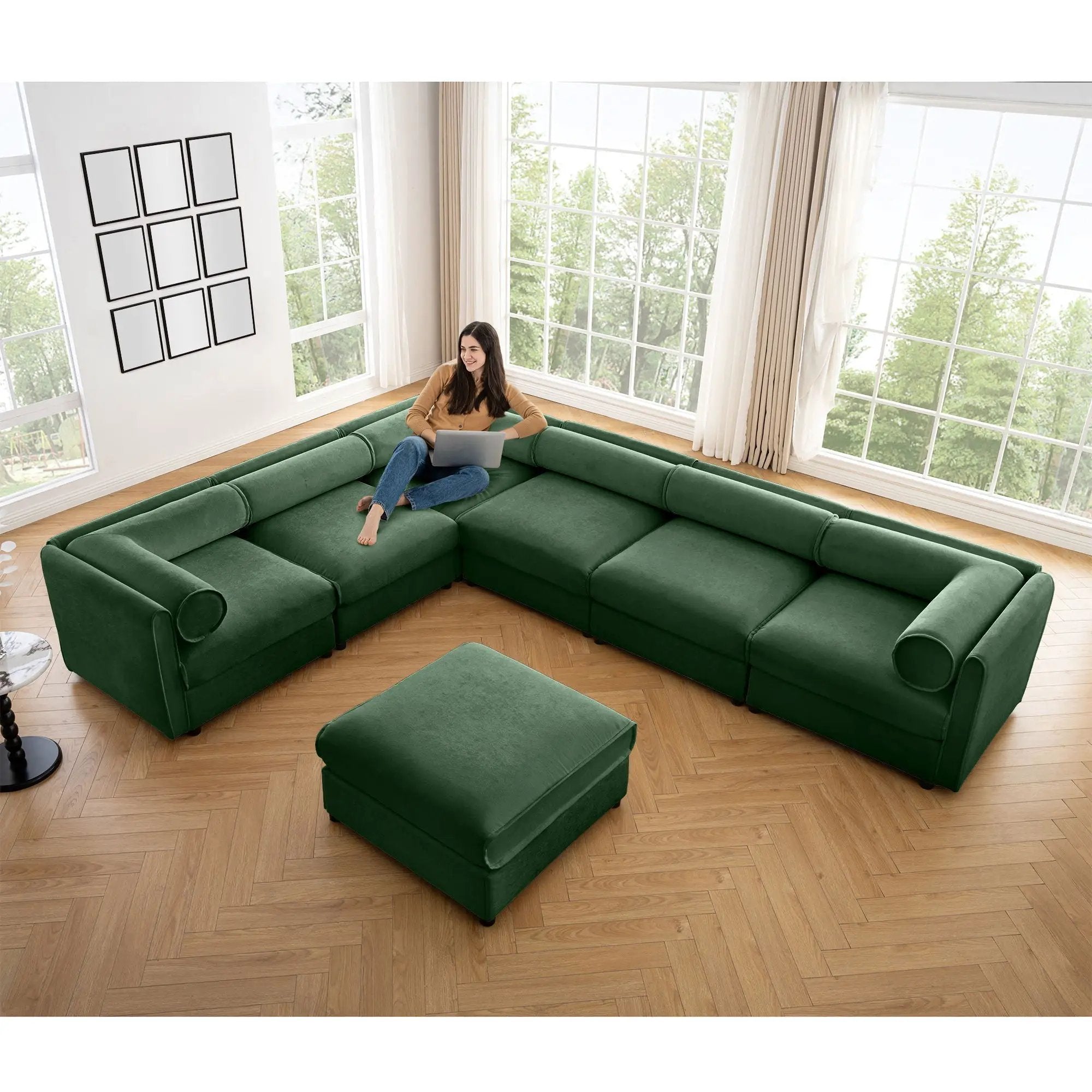 Contemporary Elegant Sofa With Storage And Ottoman by Unique Piece Furniture