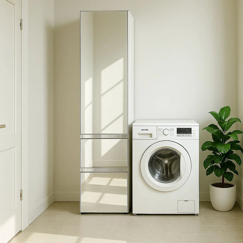Elise - Slim Modular Closet Cabinet With Mirror - White by HouseOfZazla
