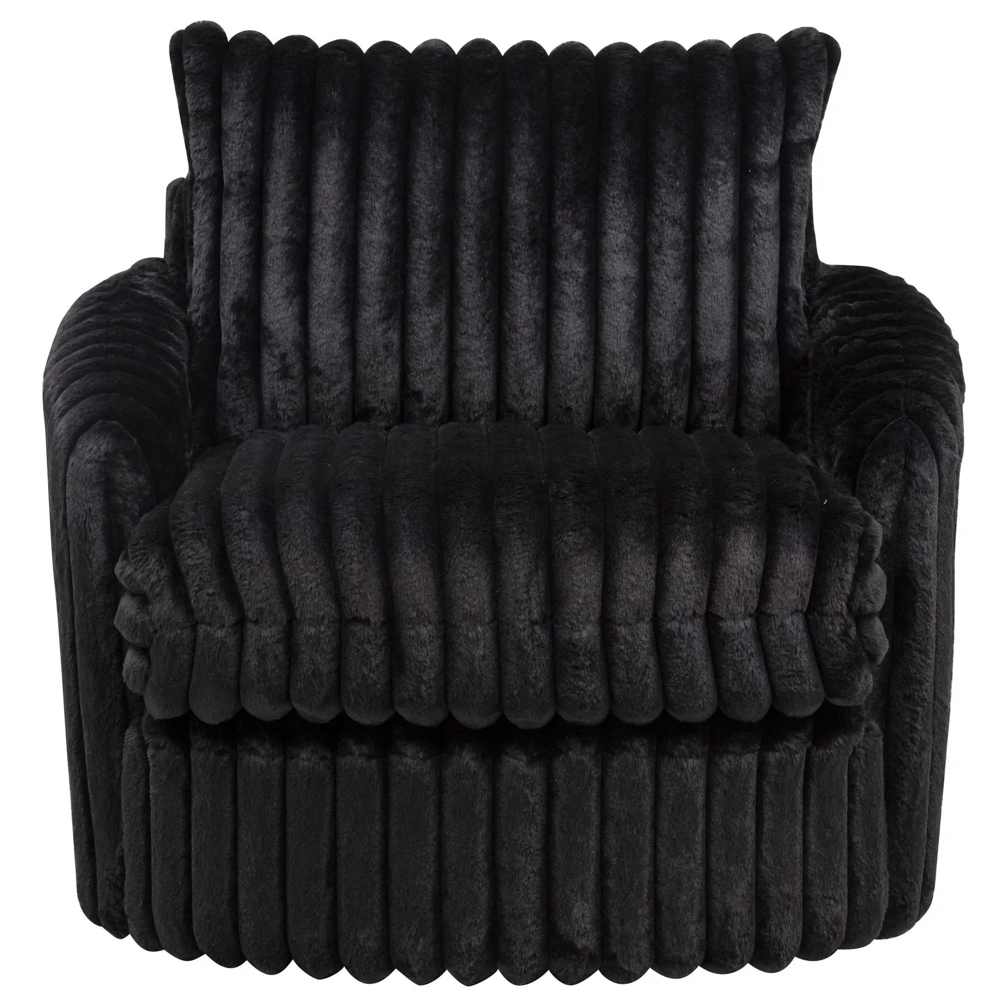 Sarco Corduroy Upholstered Swivel Accent Arm Chair Black by Unique Piece Furniture