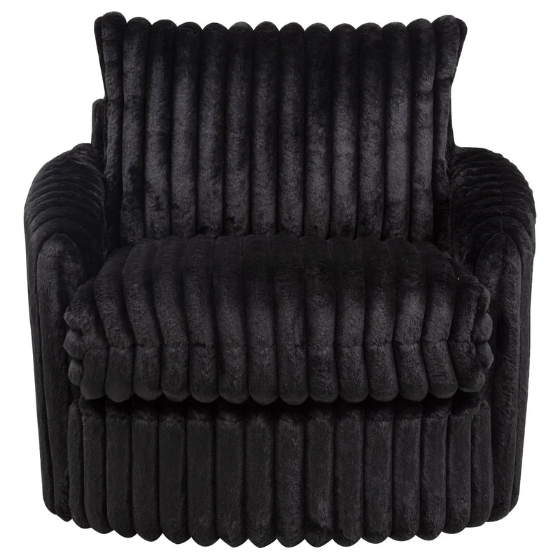 Sarco Corduroy Upholstered Swivel Accent Arm Chair Black by Unique Piece Furniture