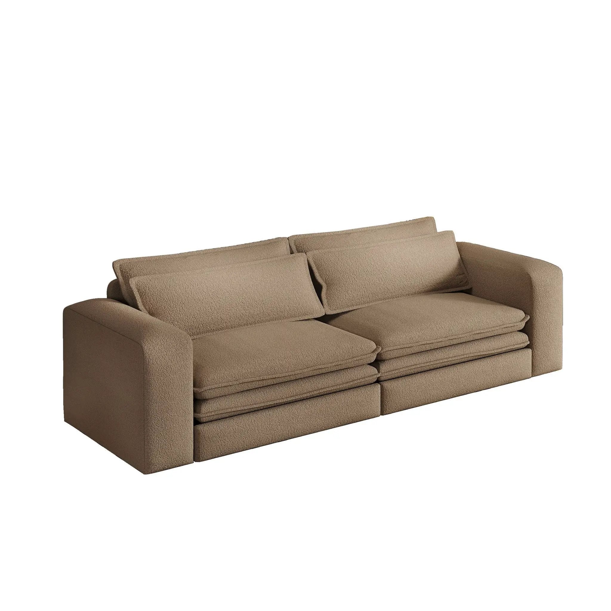 King Size Sleeper Pull Out Sofa Bed, 3 In 1 Convertible Chaise Lounge With 2 Pillows For Living Room - Camel by HouseOfZazla