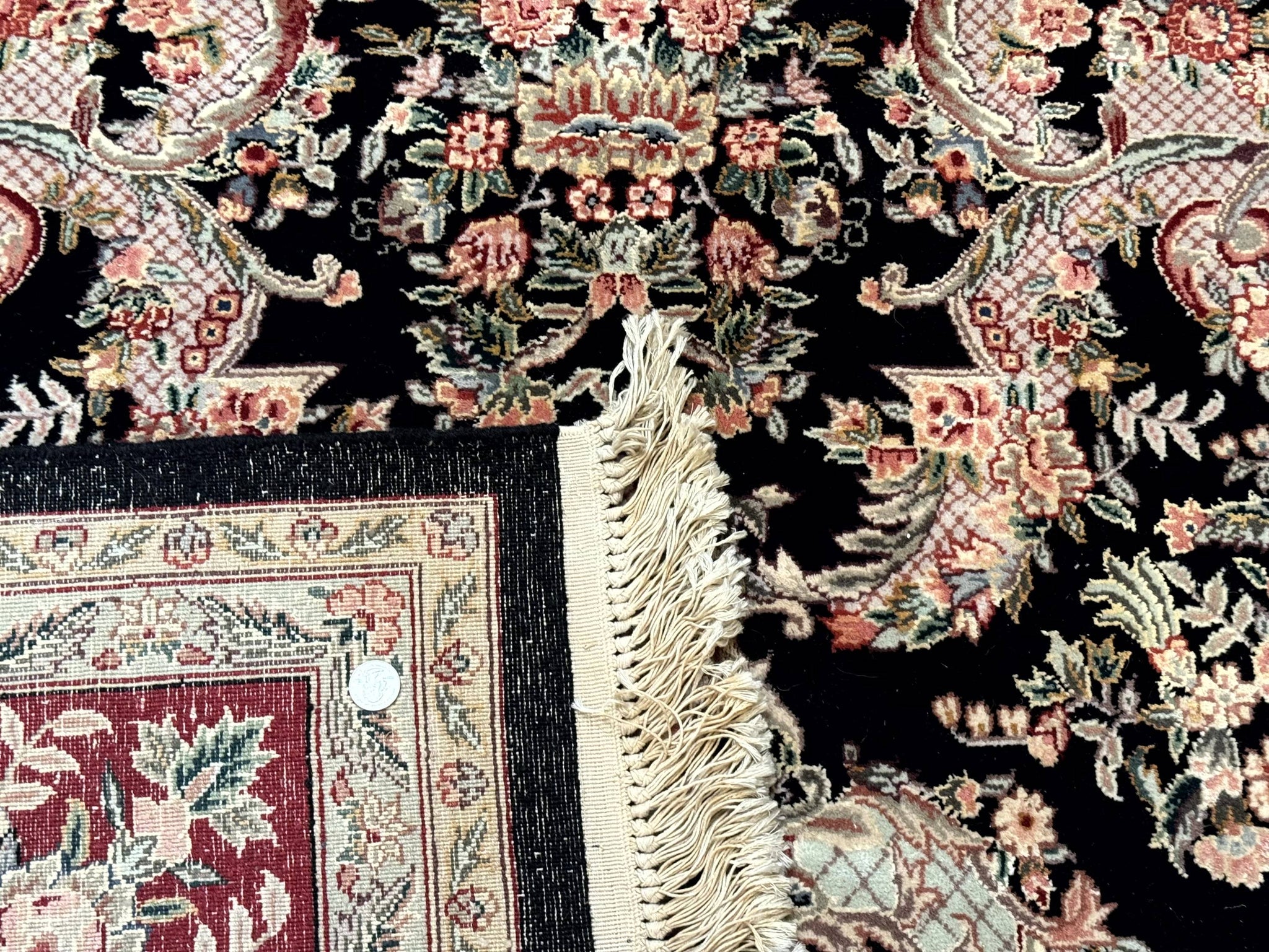 Sino Persian Rug 9x12, Black, Floral Bouquets by Jewel Rugs