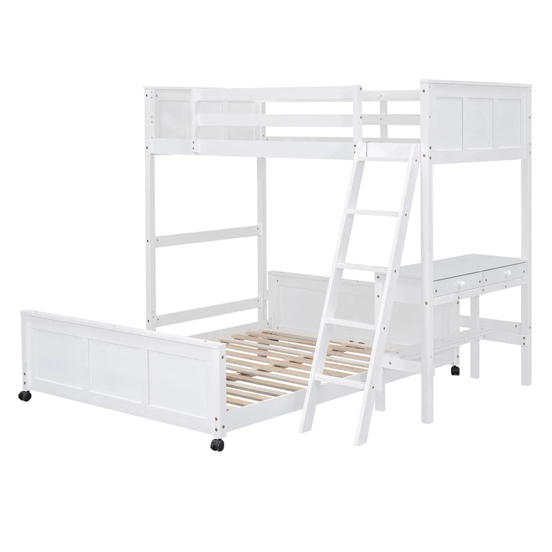Full Over Full Bunk Bed With Desk by Unique Piece Furniture