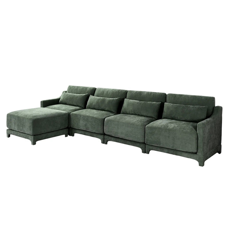 Stylish Sofa With Ottoman And Lumbar Pillows, Ergonomic Design by Unique Piece Furniture