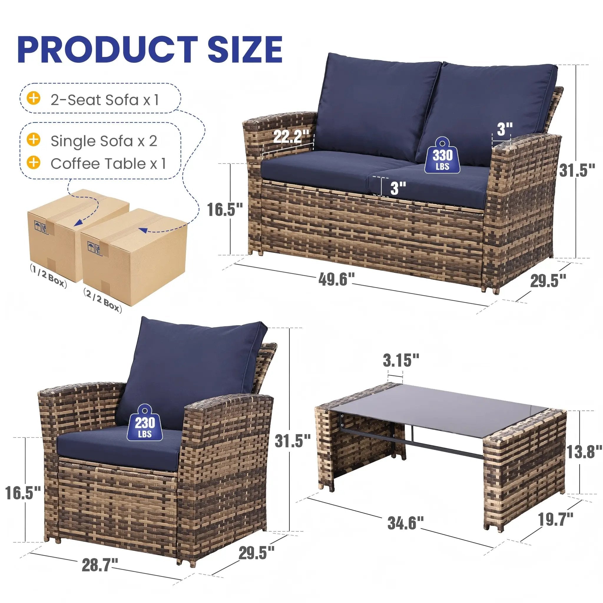 KROFEM 4-Piece Patio Furniture Set by HouseOfZazla