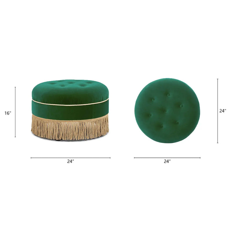 Yolanda 24" Round Upholstered Accent Ottoman, Ultramarine by HouseOfZazla