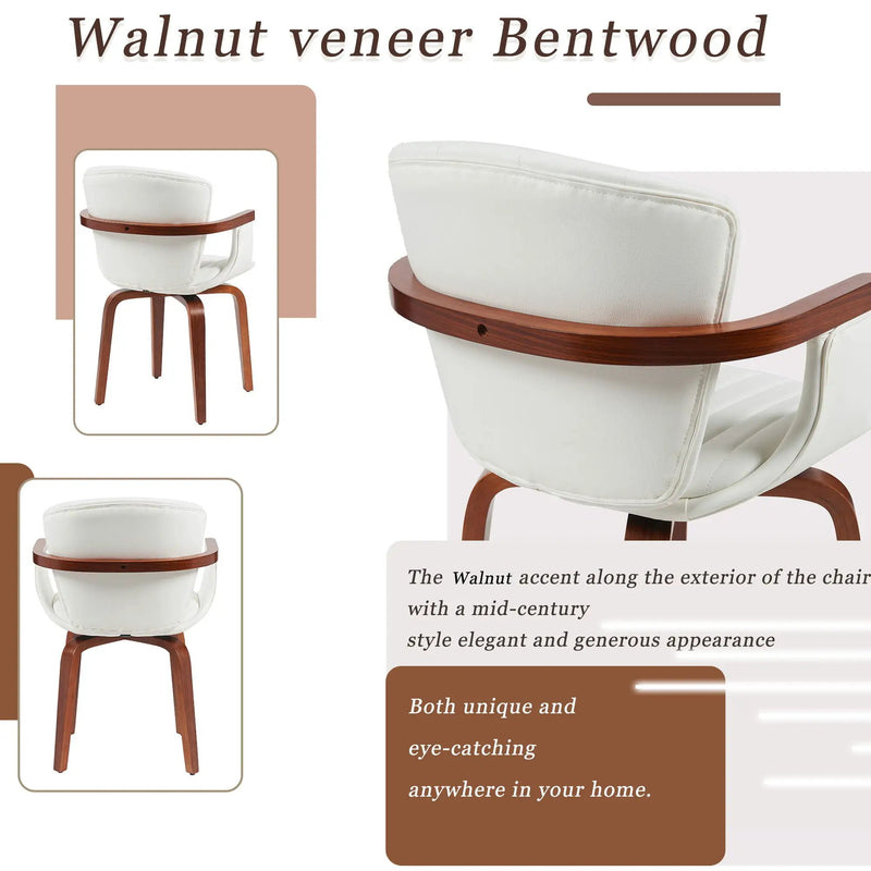 Bentwood Swivel Dining Chairs (Set of 2) - White / Walnut by Unique Piece Furniture
