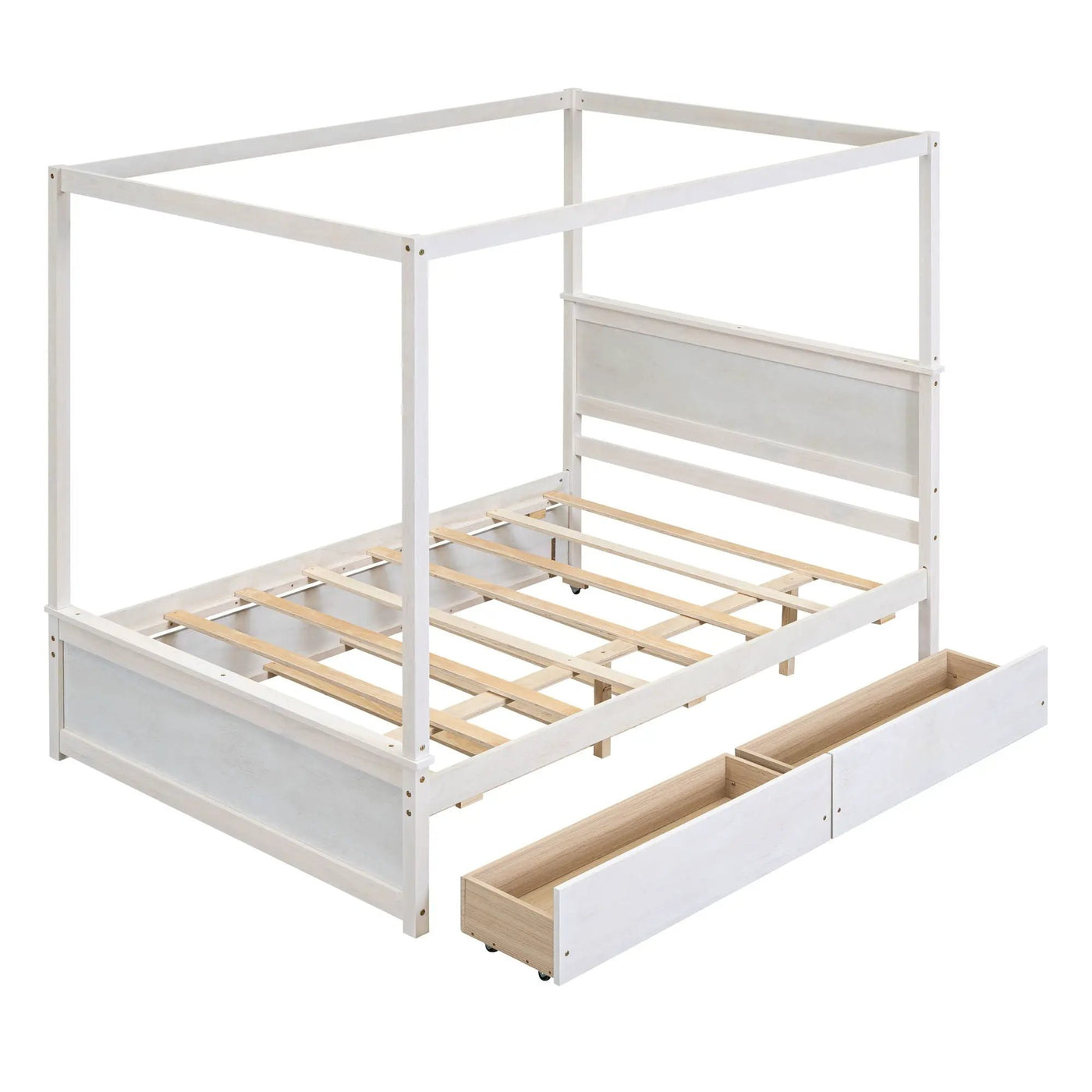 Canopy Platform Bed With Drawers, Support Slats, No Box Spring Needed by Unique Piece Furniture