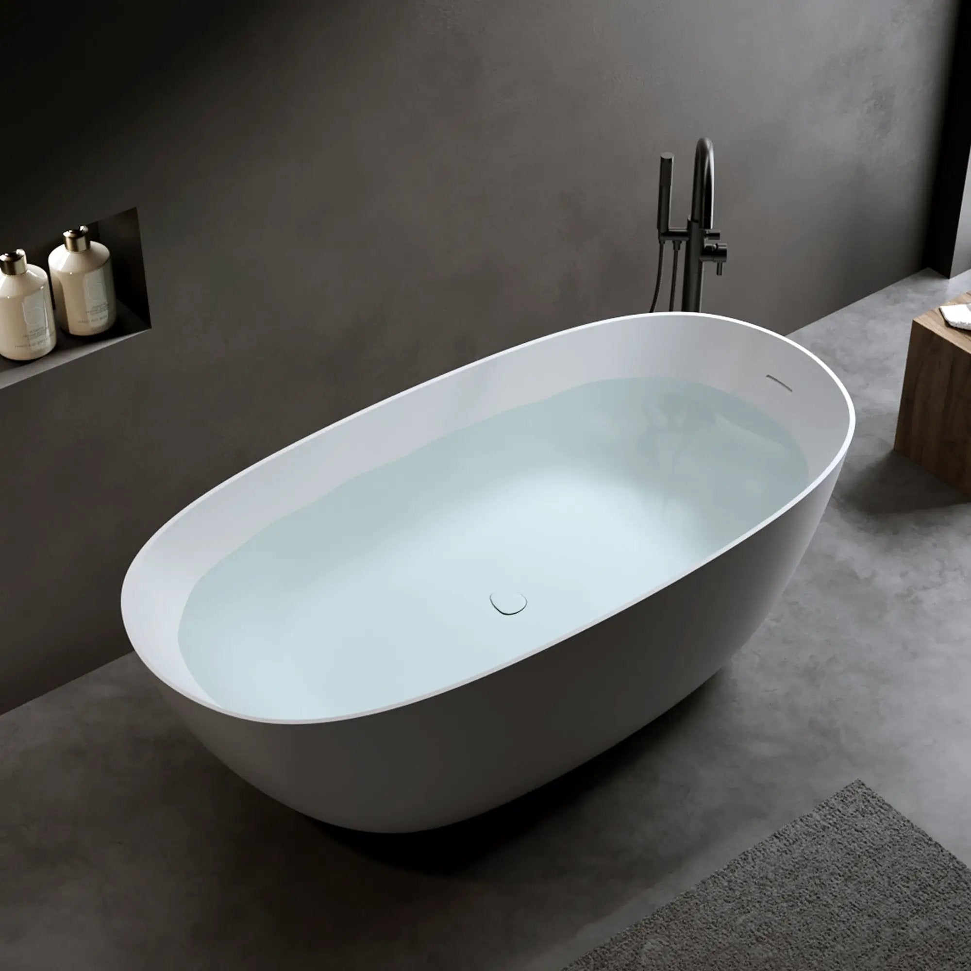 69" Freestanding Bathtub Resin Stone Soaking Tub by HouseOfZazla