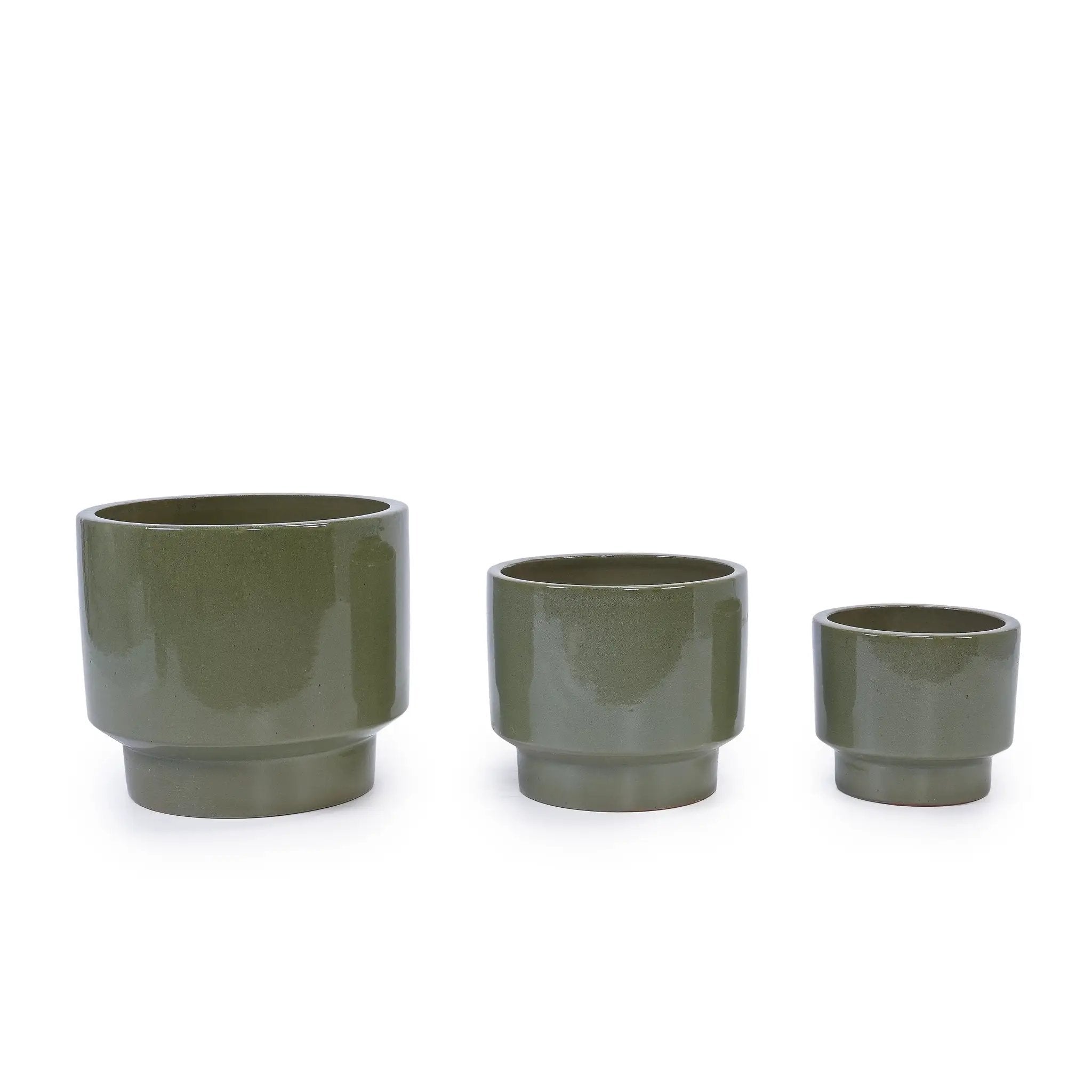 3 Pieces Ceramic Flowerpot Set - Antique Light Green by HouseOfZazla