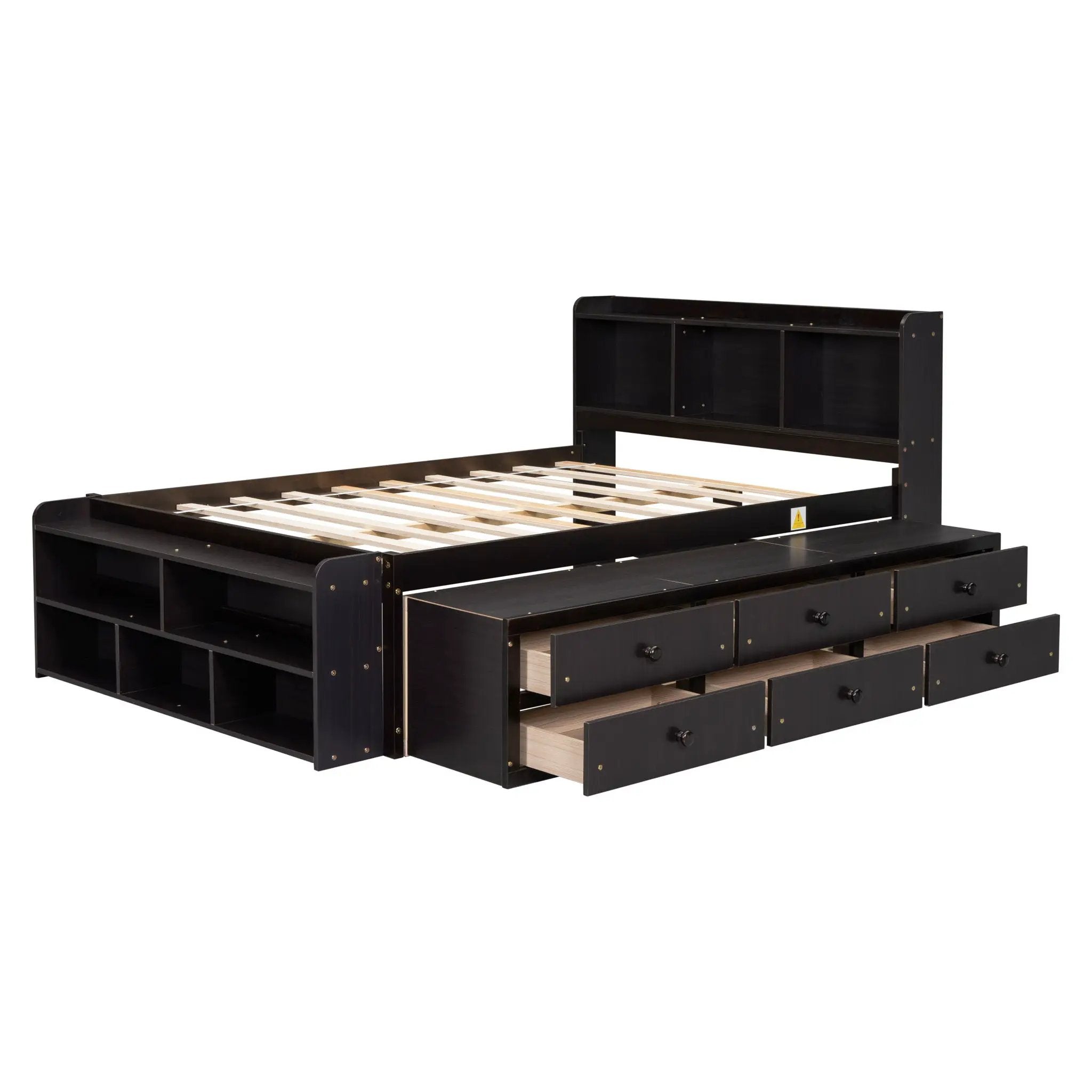 Bed With Bookcase Headboard, Under Bed Storage Drawers And Bed End Storage Case by HouseOfZazla