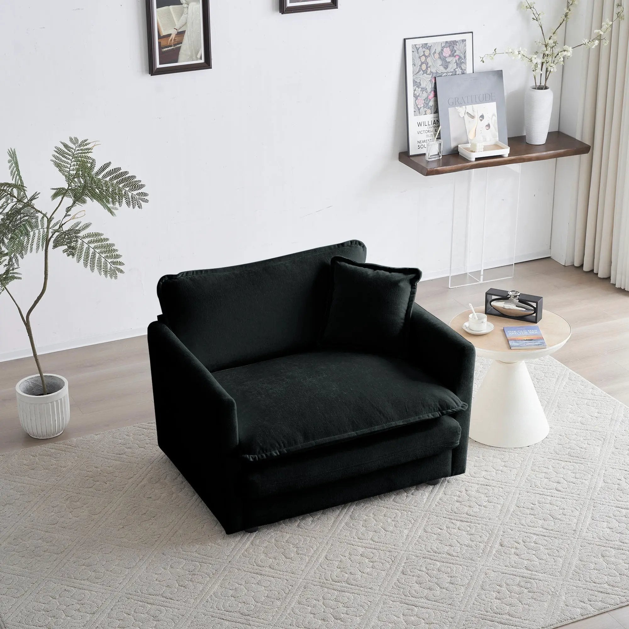 Comfy Deep Single Seat Sofa Upholstered Reading Armchair by HouseOfZazla