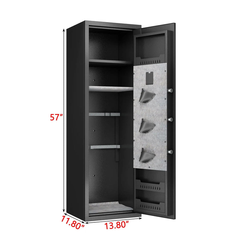 Gun Safes For Home Rifle And Pistols, Fingerprint Electronic Safe With Quick Access, Detachable Partition - Black by HouseOfZazla