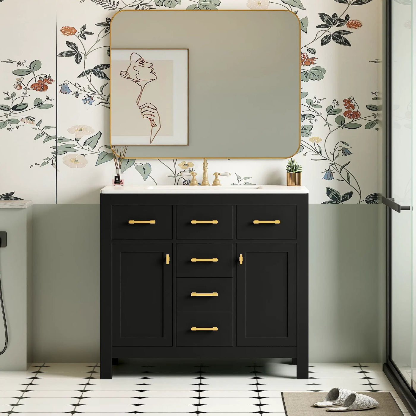 Bathroom Vanity With Sink Combo Set, Modern Bathroom Cabinet With 4 Drawers by HouseOfZazla