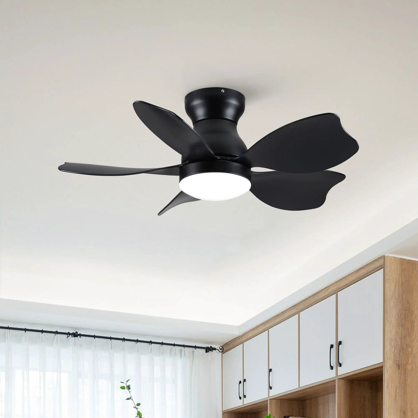 Low Profile Flush Mount Ceiling Fan With Light by HouseOfZazla