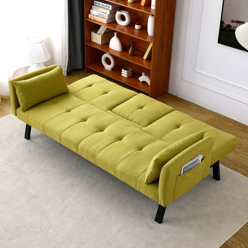 Sofa Bed With Foldable Design And Cup Holder - Green by HouseOfZazla