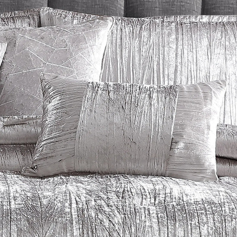Turin Silver Crinkle Velvet 7PC Bedding Set by HouseOfZazla