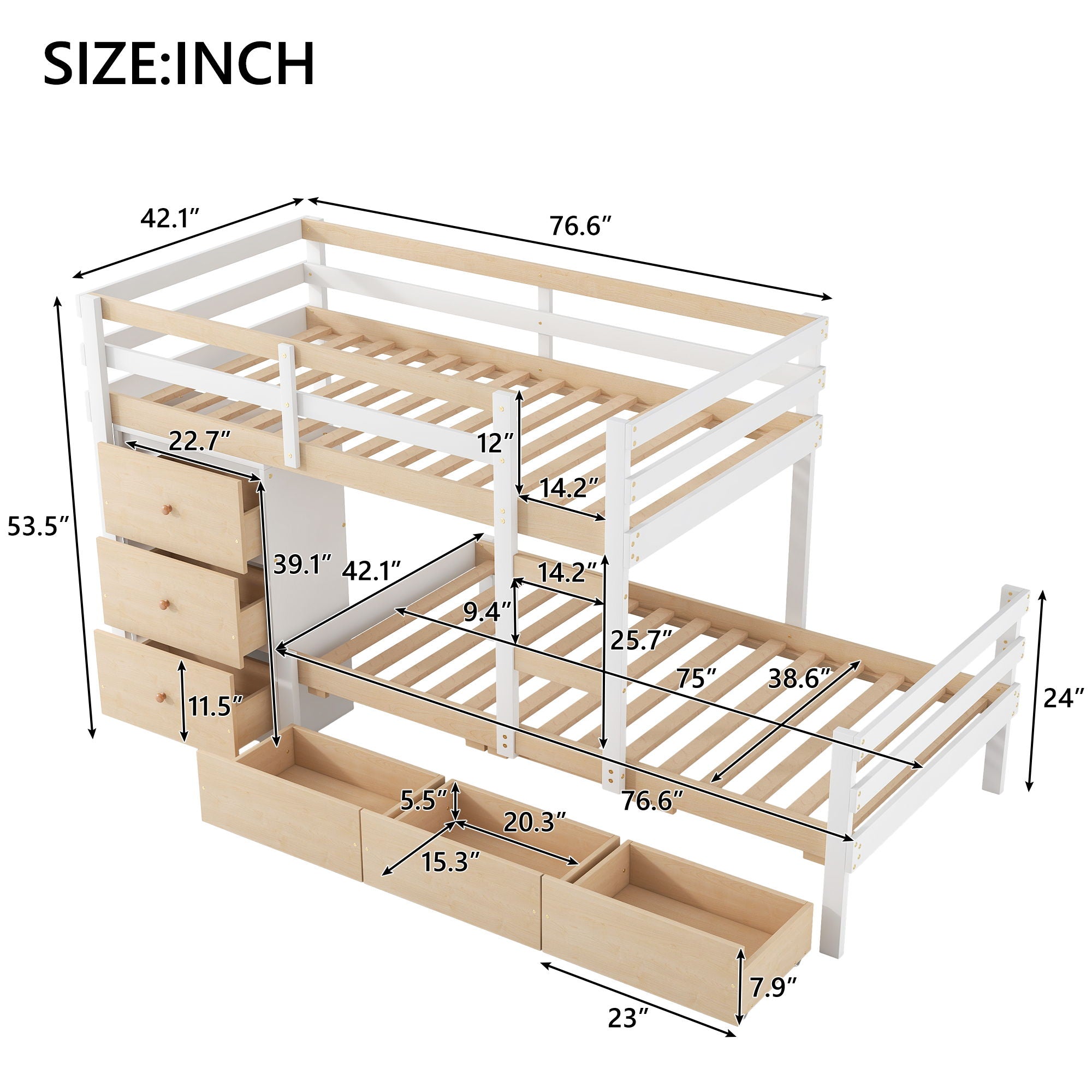 Loft Bunk Bed With Drawers And Ladder by Unique Piece Furniture