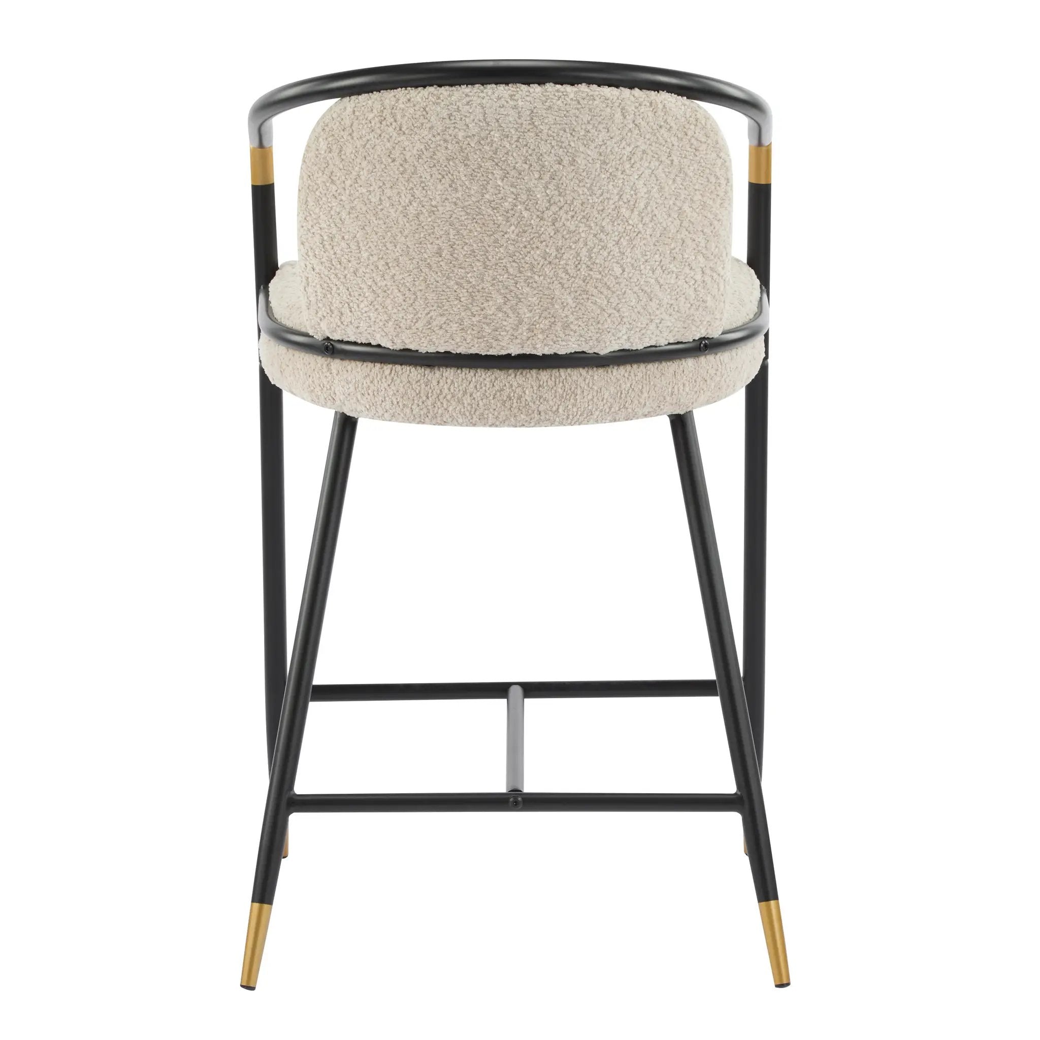 26" H Upholstered Counter Stool with Metal Frame (Set of 2) - Almond by HouseOfZazla