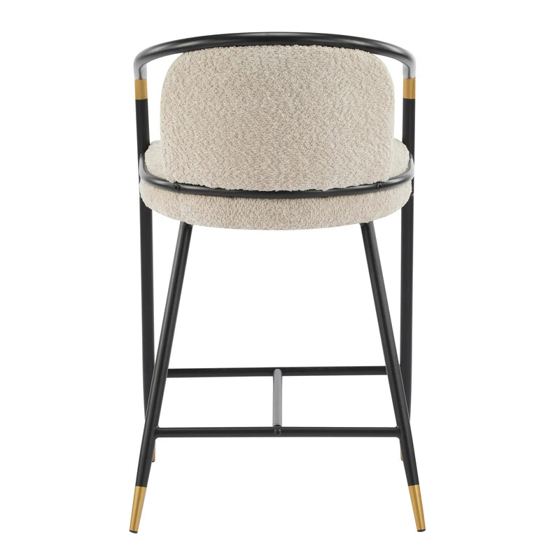 26" H Upholstered Counter Stool with Metal Frame (Set of 2) - Almond by HouseOfZazla