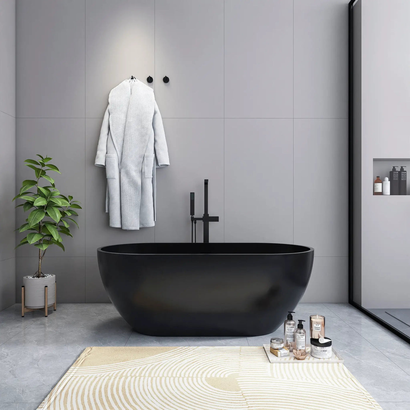 59 Inch Solid Surface Oval Freestanding Bathtub by HouseOfZazla