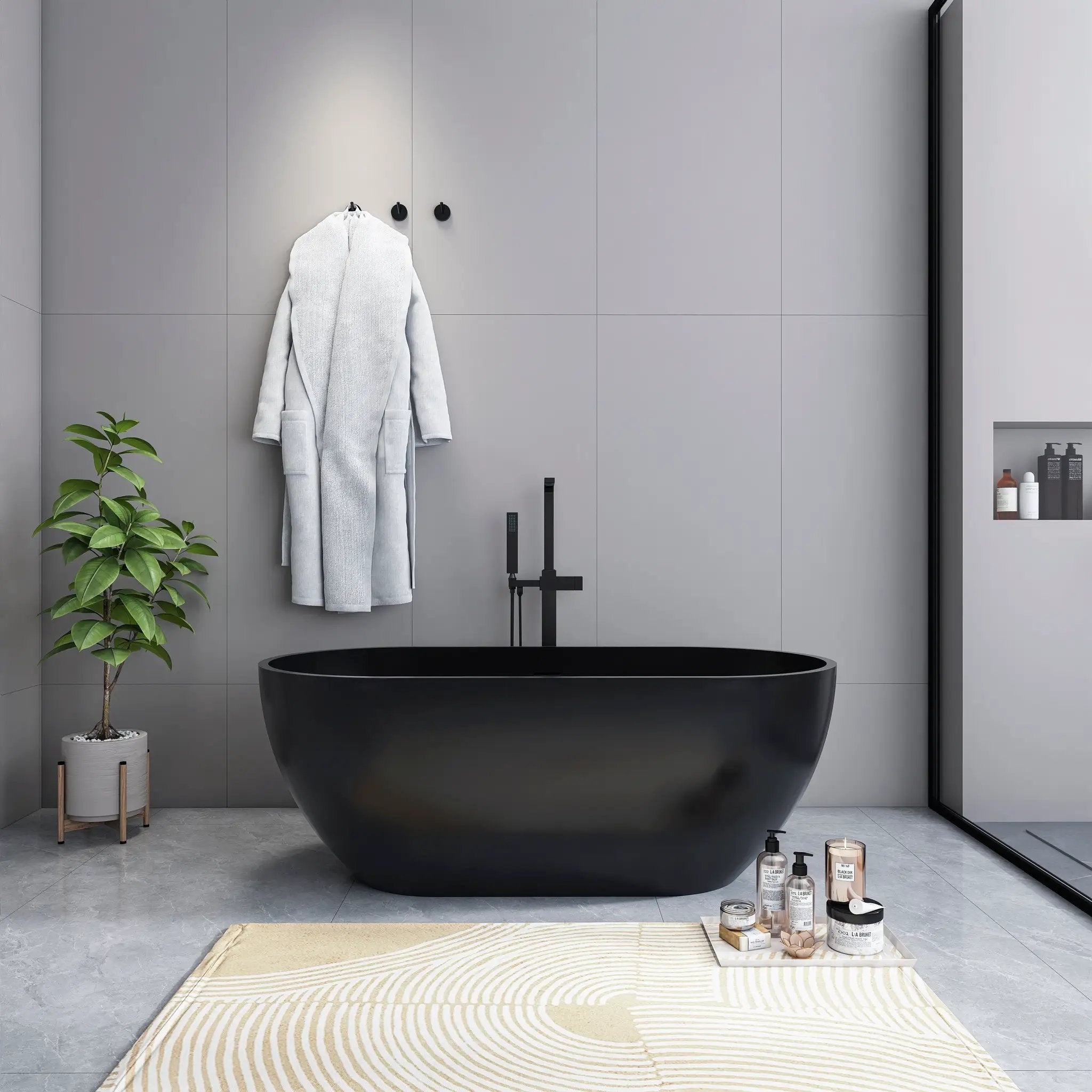59 Inch Solid Surface Oval Freestanding Bathtub by HouseOfZazla