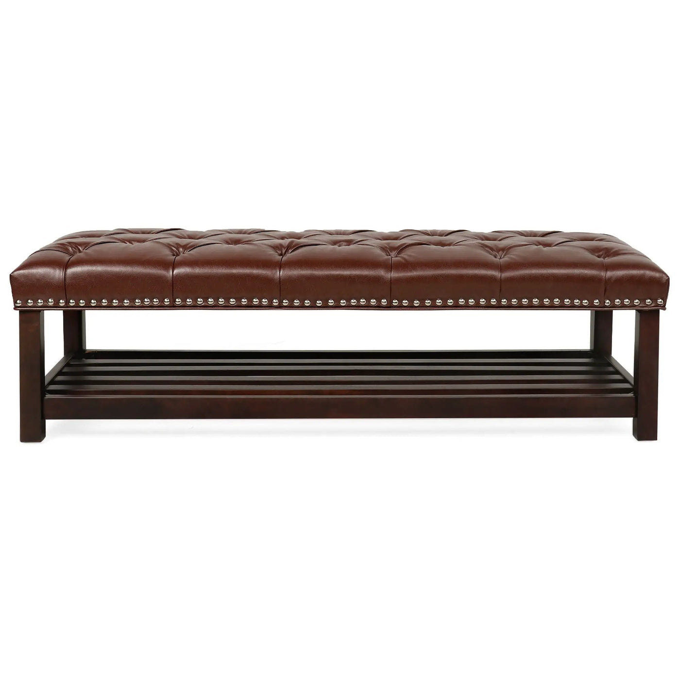 Bedroom End Of Bed Bench Tufted Upholstered End Of Bed Bench End Of Bed Entrance Shoe Bench With Nailhead Trim And Shelf Bedroom Upholstered Bench Living Room Shoe Rack Footstool by Unique Piece Furniture
