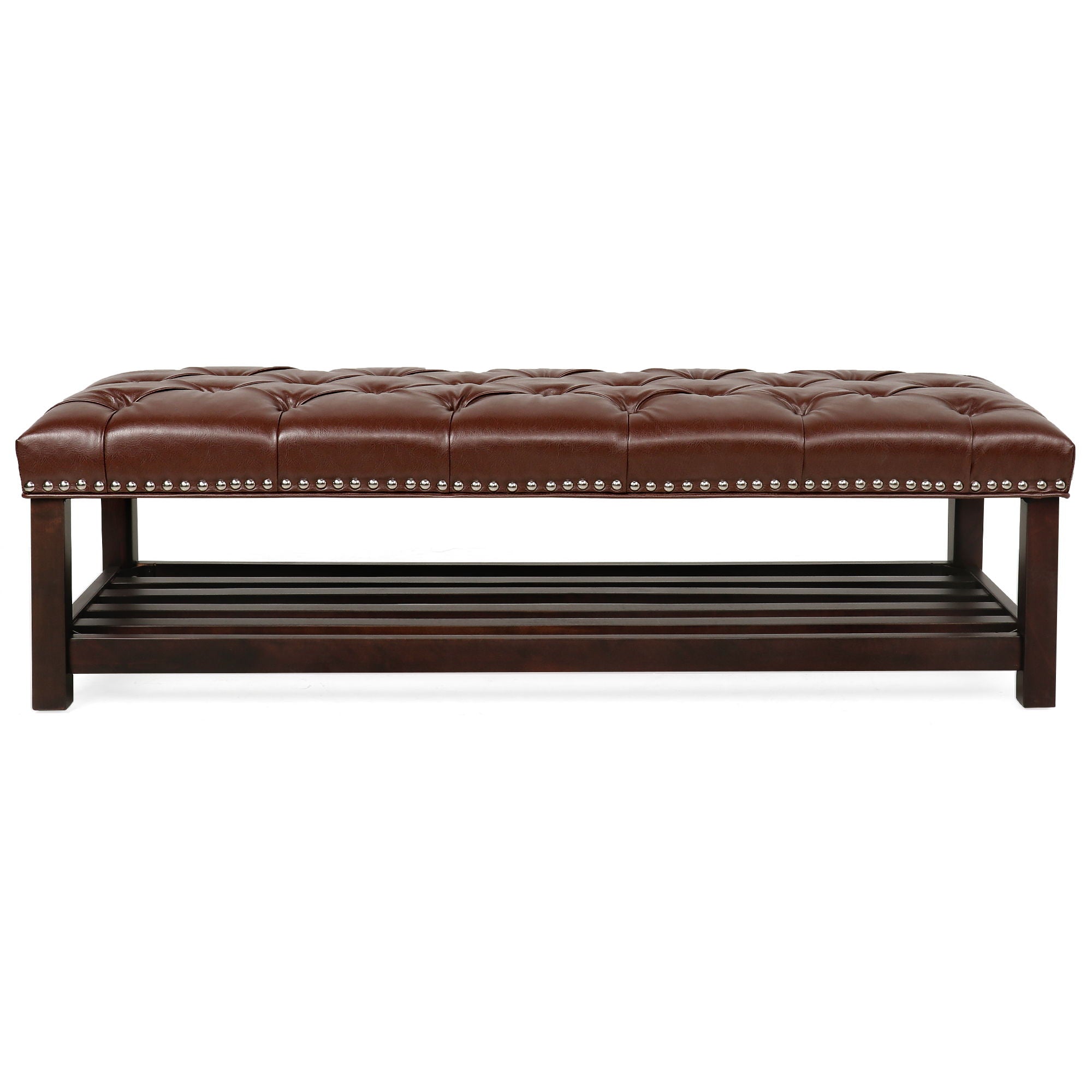 Bedroom End Of Bed Bench Tufted Upholstered End Of Bed Bench End Of Bed Entrance Shoe Bench With Nailhead Trim And Shelf Bedroom Upholstered Bench Living Room Shoe Rack Footstool by Unique Piece Furniture