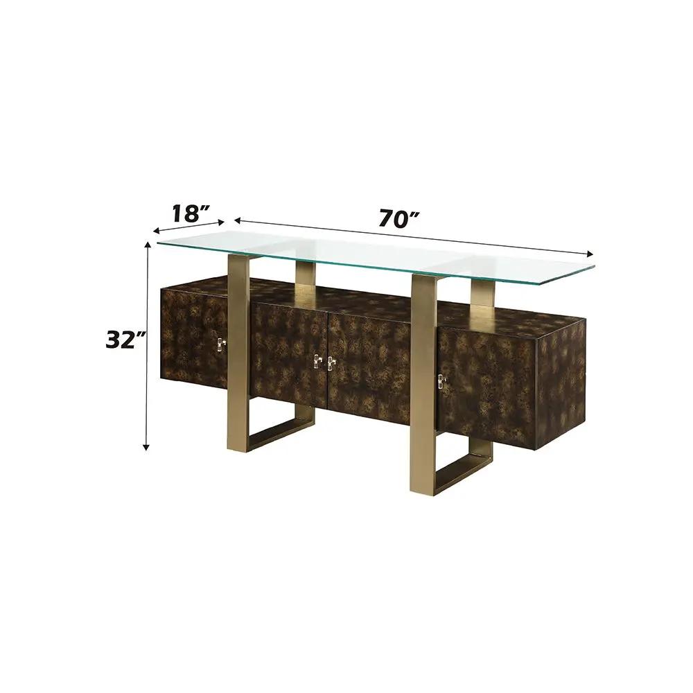 Mabyn - Console Cabinet - Brass & Antique Brown by Unique Piece Furniture