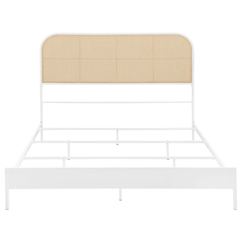 Amherst Radio Weave Rattan Metal Queen Bed White by Unique Piece Furniture