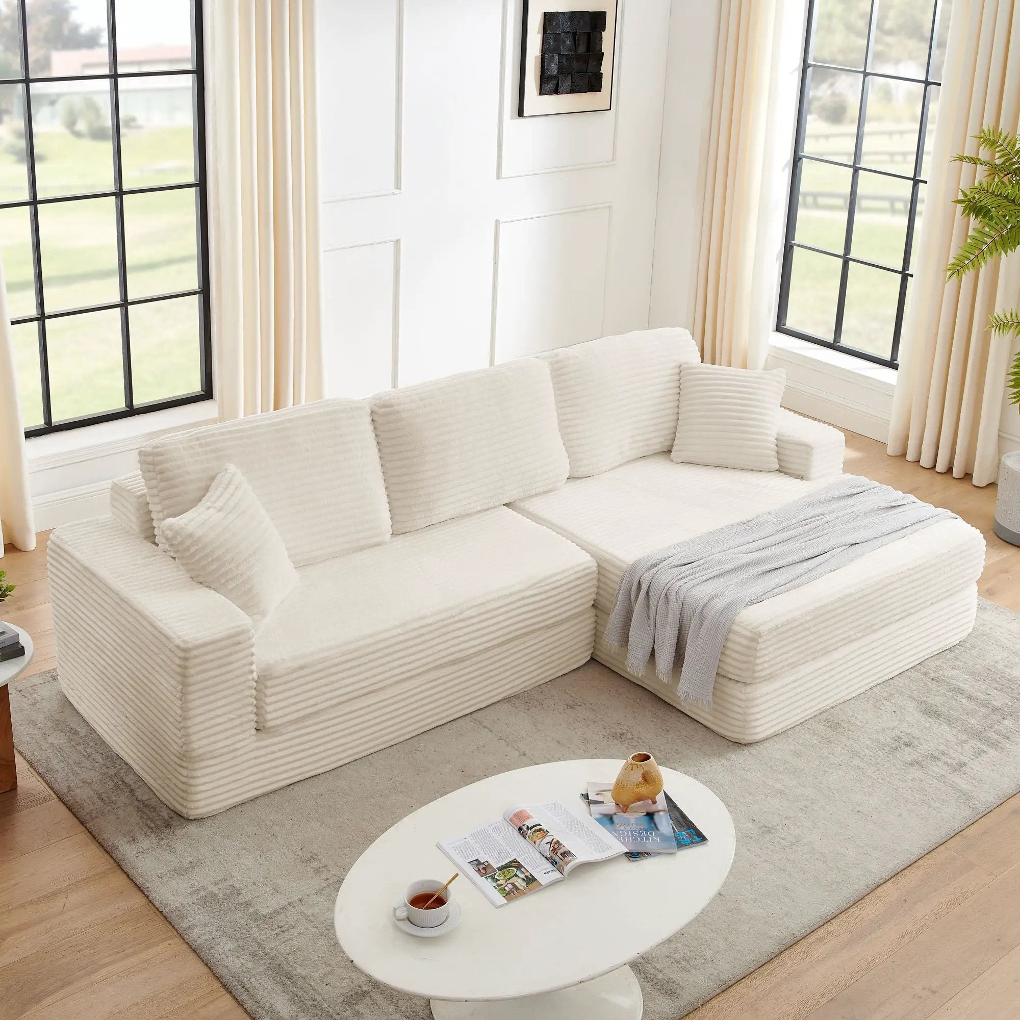 Modern Minimalist L Shape Modular Sectional Sofa, Couch by Unique Piece Furniture
