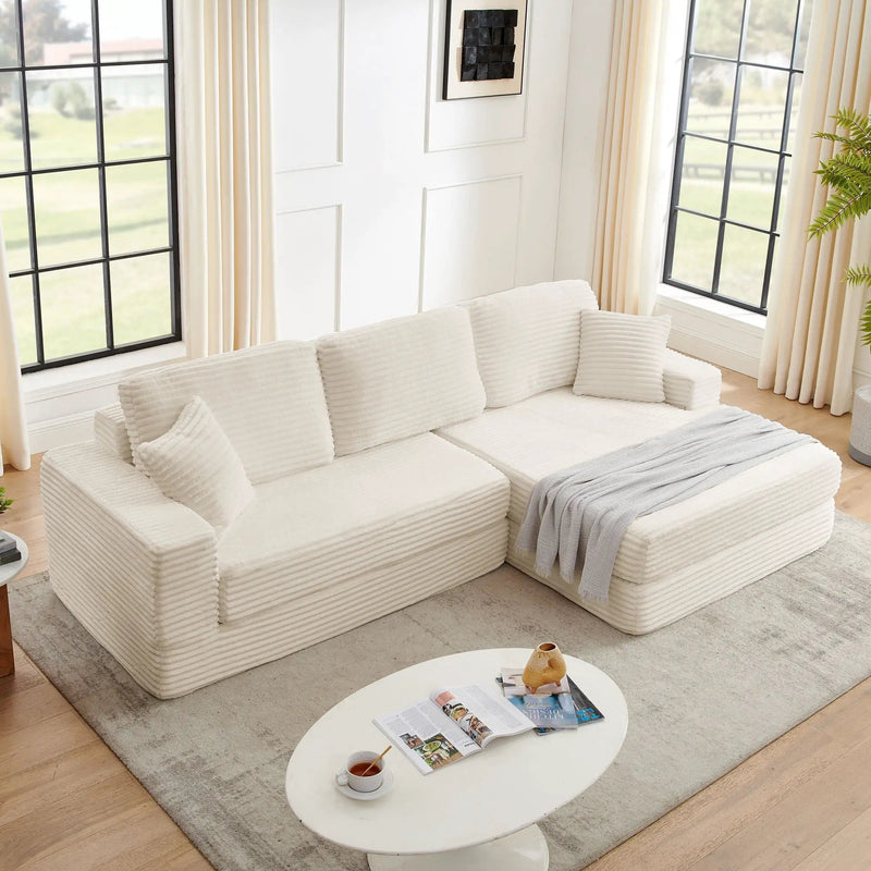 Modern Minimalist L Shape Modular Sectional Sofa, Couch by Unique Piece Furniture